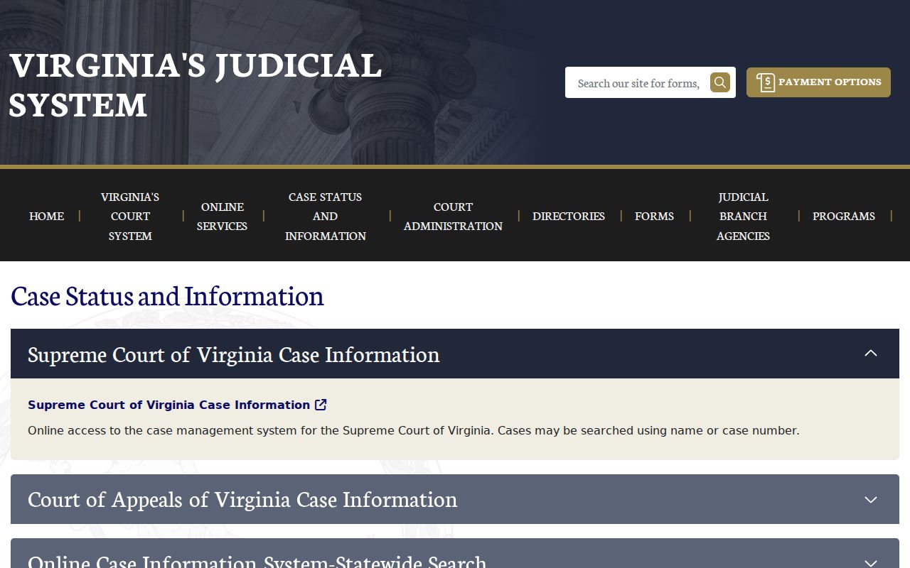 Virginia portal for Northumberland County court case searches